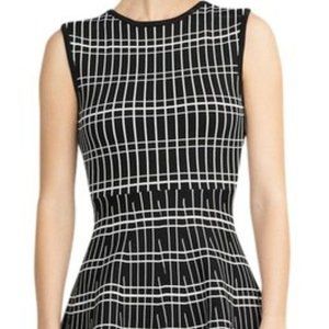 Zara Black and White Fit Flare Sleeveless Dress